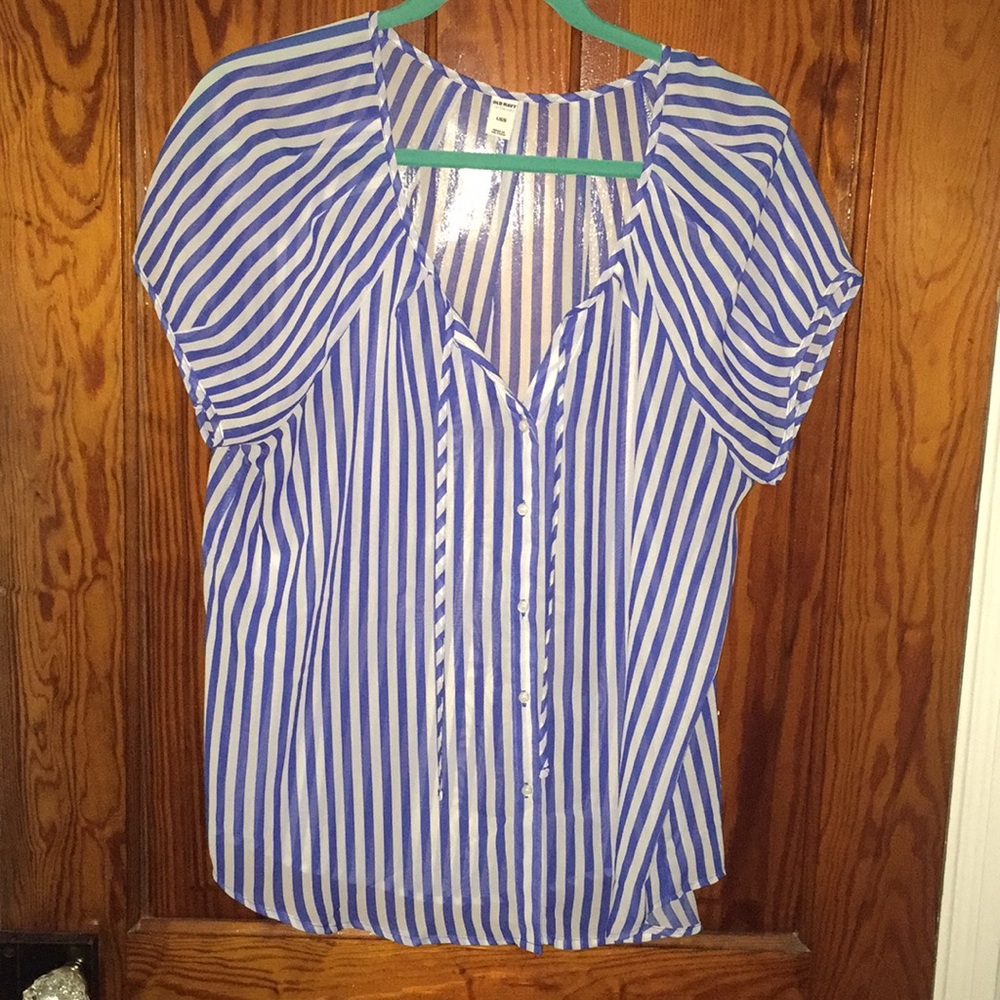 Blue and white stripe blouse